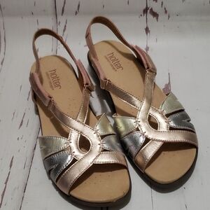 Hotter comfort concep USA metallic silver sling back adjustable strap size 9